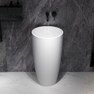 Solid Surface Circular Pedestal Bathroom Sink