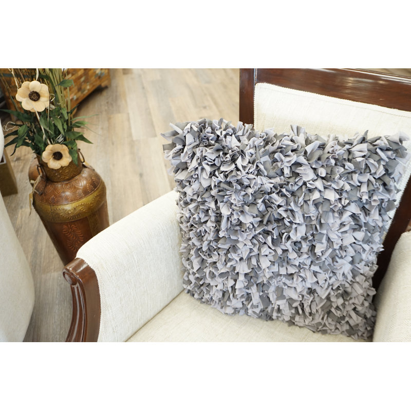 Cotton Blend Reversible Throw Pillow, Gray