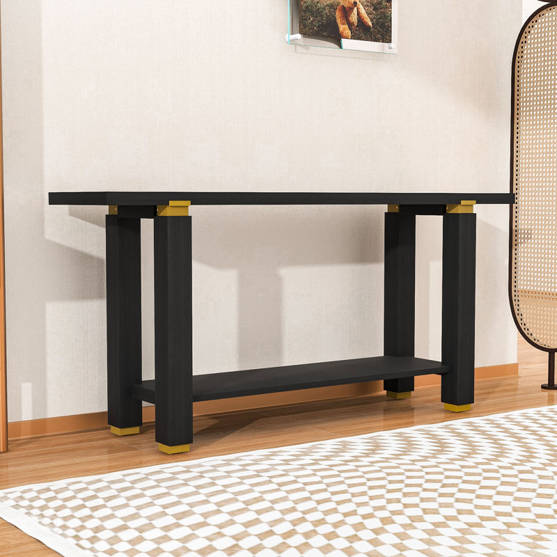 Tablette de rangement moderne et minimaliste en placage de fibres à densité moyenne, Noir