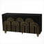 Armoires | Buffet moderne à 4 portes et armoire à tablettes réglables pour salle à manger, noir | Panneau de fibres à densité moyenne | Salon