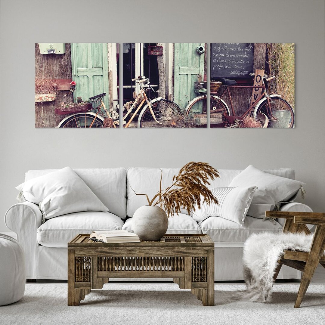 3-tlg. Leinwandbilder-Set Bicycles Vintage Tenement