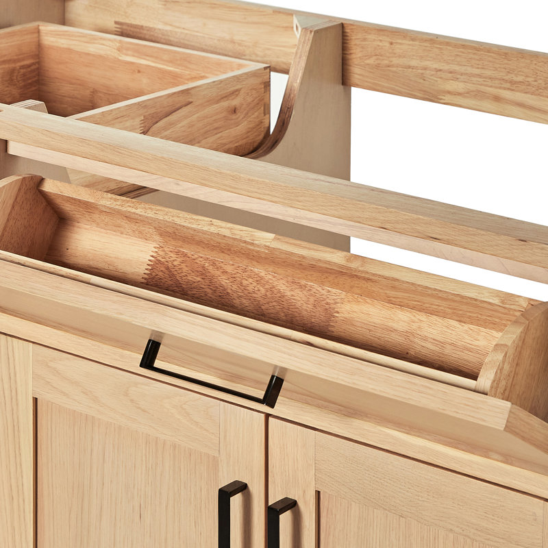 60" Single Sink Bathroom Vanity, Natural Oak, Matte Black