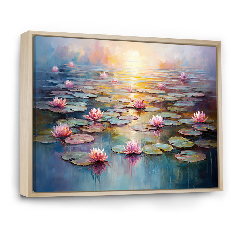 «Monets Water Lily Pond Reflections 1 - Lake», art mural, Cadre flottant brun, H 30 po x l 40 po x P 1,5 po