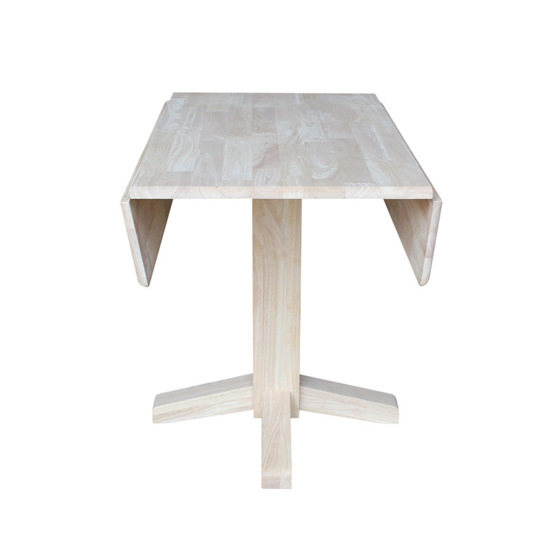 Lesha Dual Drop Leaf Solid Wood Dining Table, Unfinished/Unfinished
