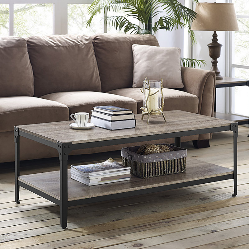 Feickert Two-Tone Coffee Table with Lower Storage Shelf, Driftwood