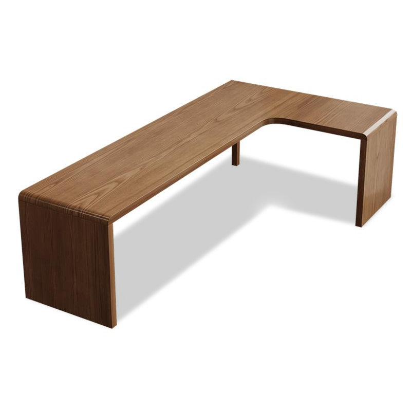 Bureau moderne en bois massif minimaliste en forme de L, H 29,53 po x l 62,99 po x P 47,24 po