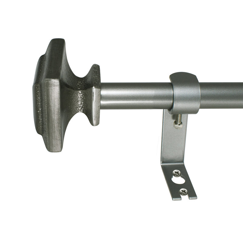 Tringle à rideaux simple réglable en métal LaJuante Stanwood, 48 po - l 86 po, Argent vénitien