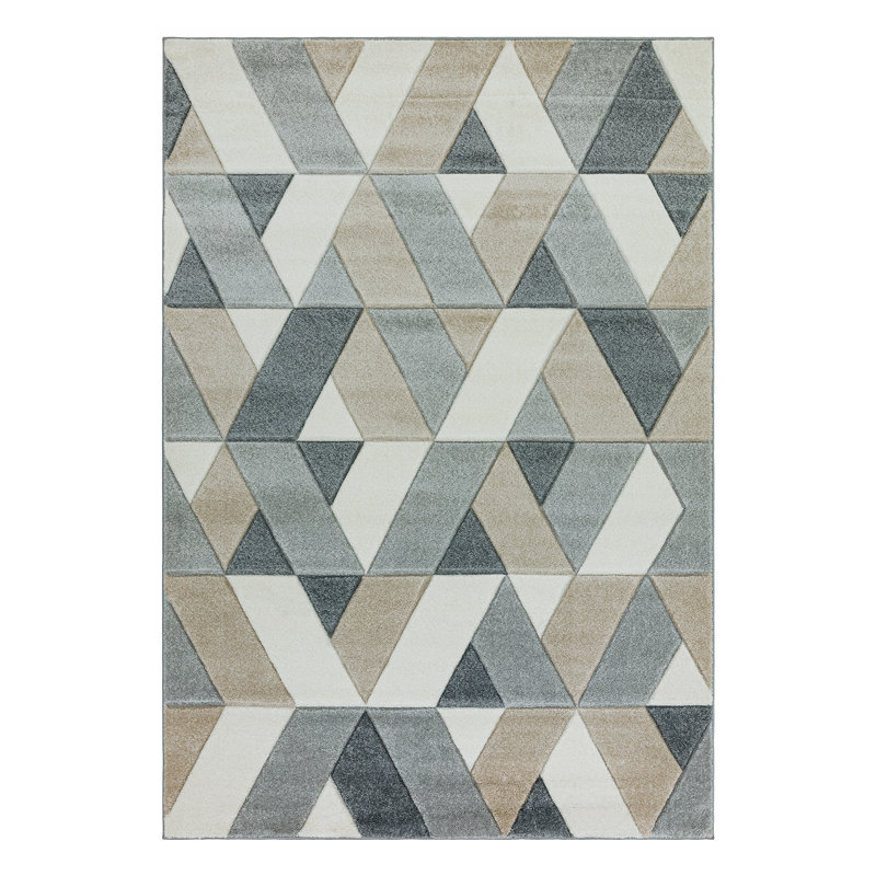 Sanjuan Rhombus Grey/Beige Area Rug, Rectangle 200 x 290cm