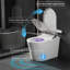 Toilette Smart Bidet avec couvercle à ouverture automatique, pare-bulles, prélavage, siège antibactérien chauffant, eau chaude instantanée, séchoir à air chaud, chasse automatique, lumière ambiante à DEL et télécommande