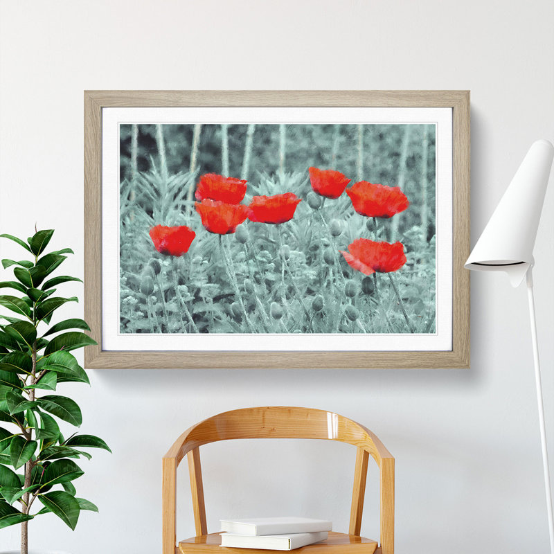 Field of Poppies Vol.4 - Framed Print, Oak Framed, 48cm H x 65cm W x 2cm D