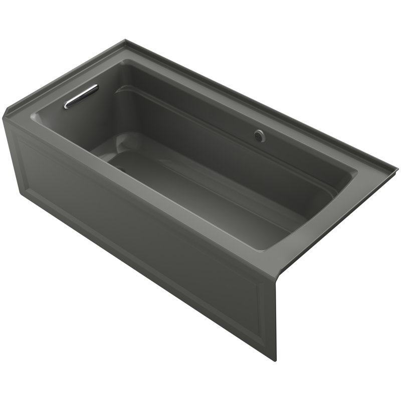 Archer 66" X 32" Alcove Bath with Bask Heated Surface, Integral Apron, Integral Flange, and Right-Hand Drain, Thunder Gray