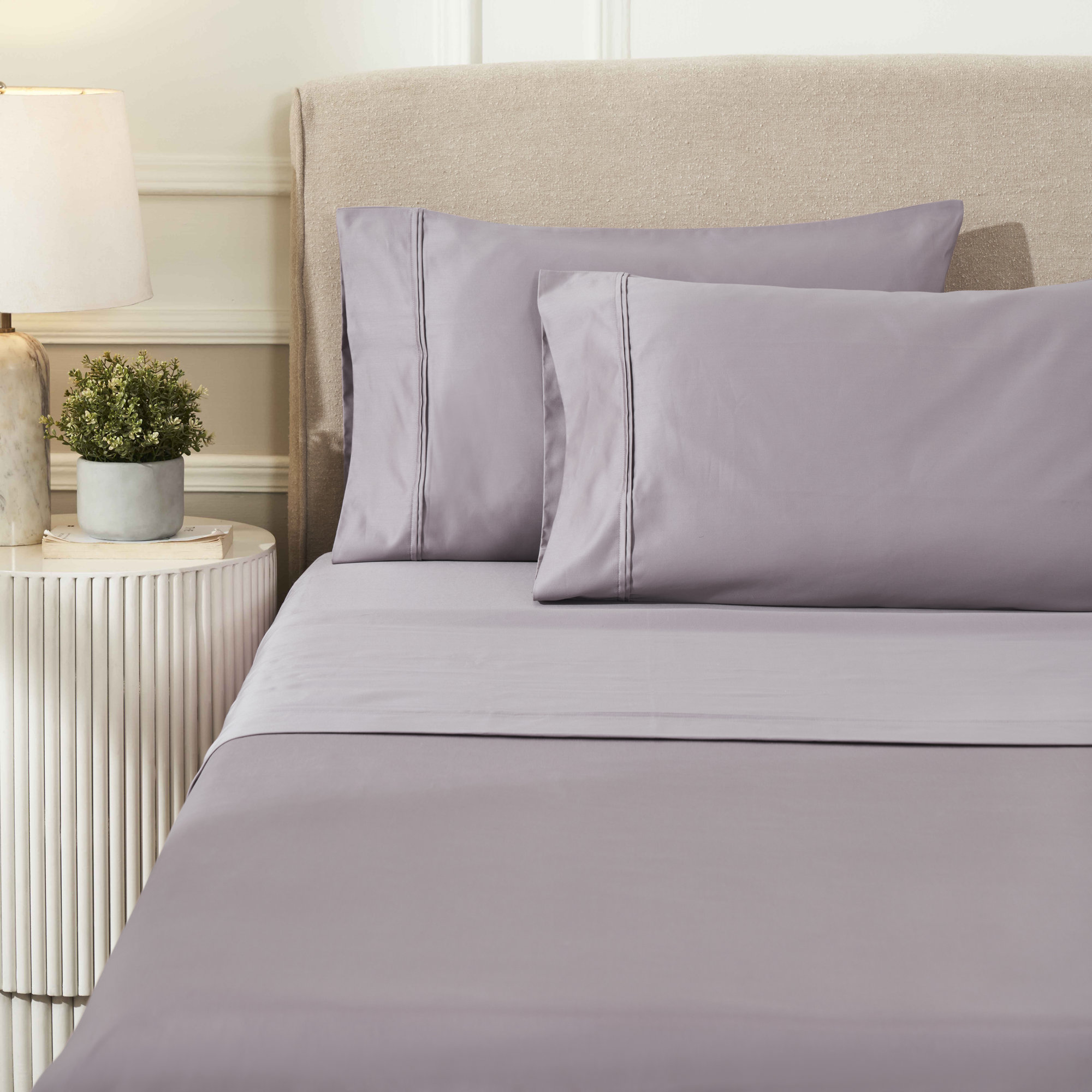 Mellark 1200 Thread Count Egyptian-Quality Cotton Sateen Sheet Set, Zephyr, King Sheet Set with 2 Pillowcases