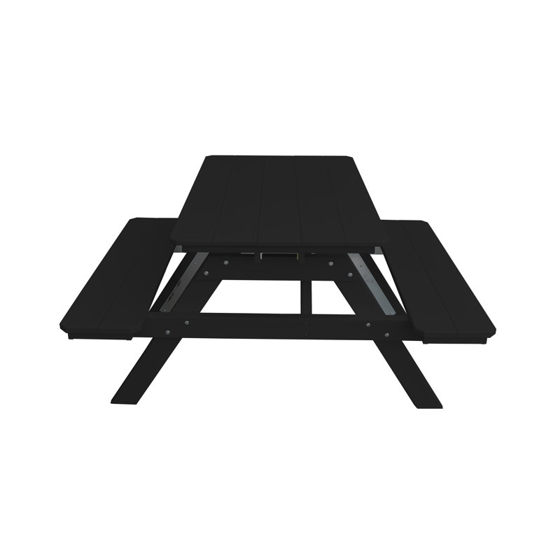 6 - Person Patio Dining Set with Rectangular Table, 44" W x 60" L, Black