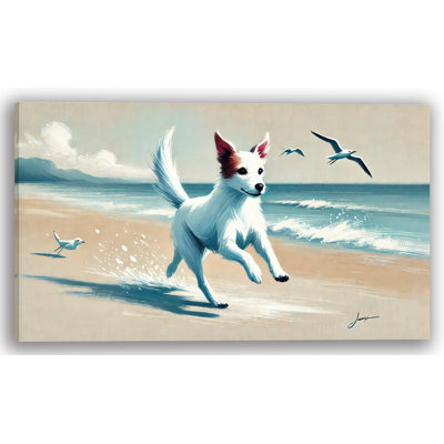 Beach Bliss Dog Wrapped Canvas Wall Art