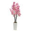 Cerisier artificiel en fleurs de 1,5 m de haut, fleurs en soie rose avec pot blanc, faux arbre printanier pour la décoration du salon, de l'entrée ou du bureau.