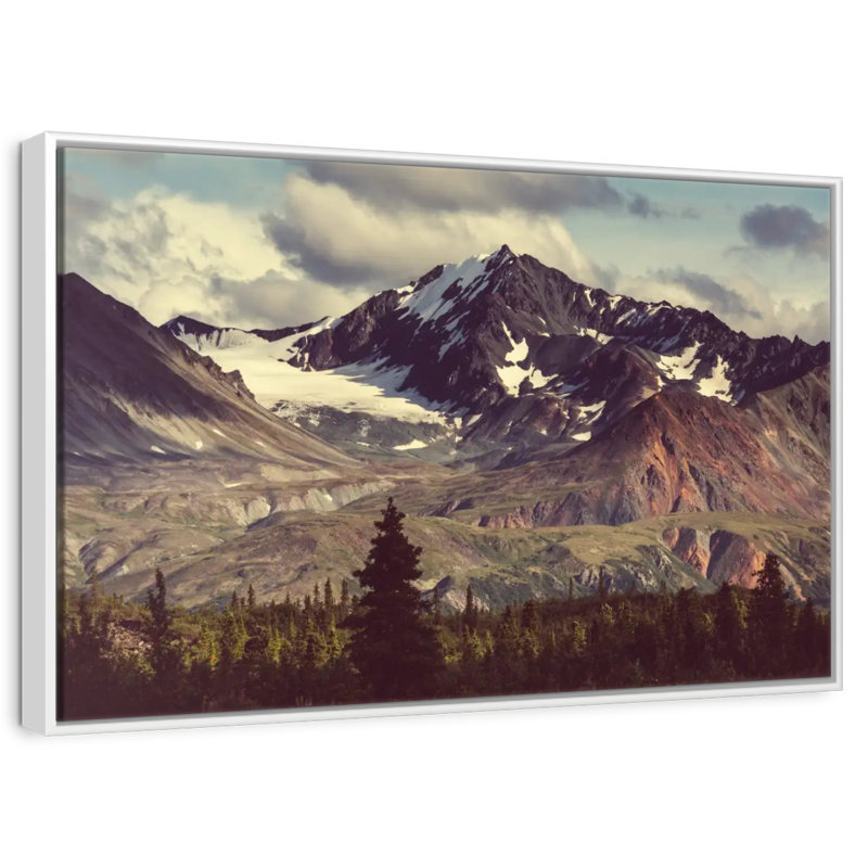 Alaskan Mountains, Floating Frame White, 43" X 29"