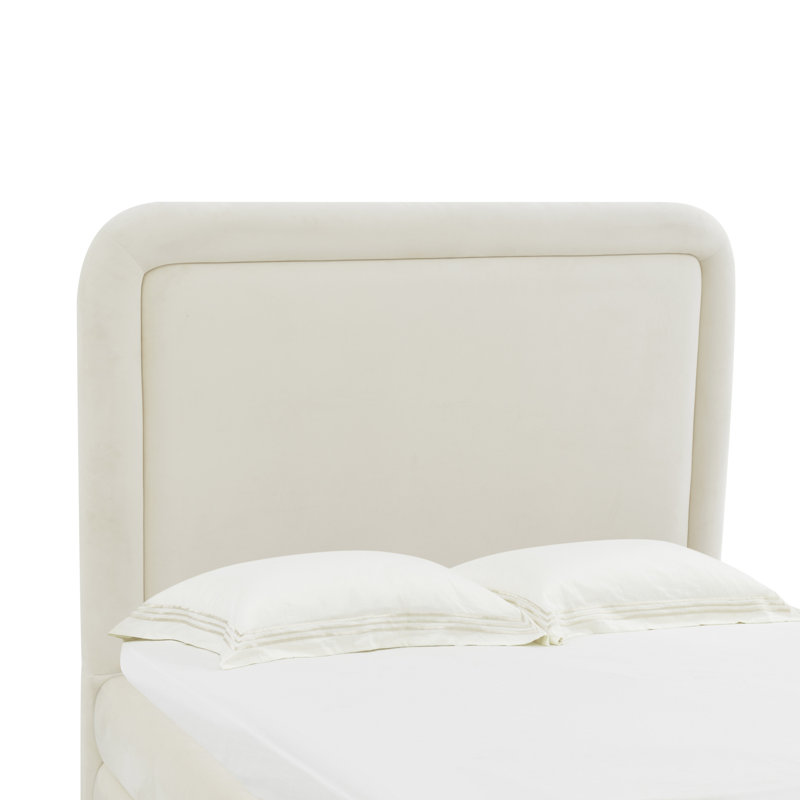 Upholstered Platform Bed, Cream, Queen
