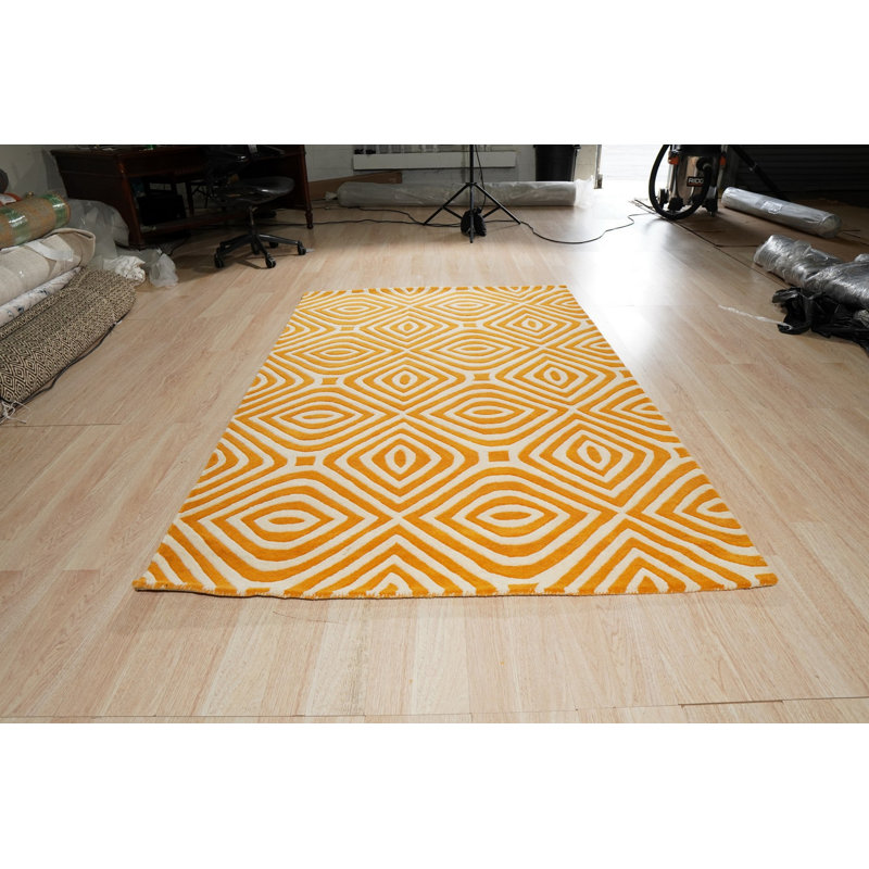 Light Orange Hand Tufted Wool Area Rug