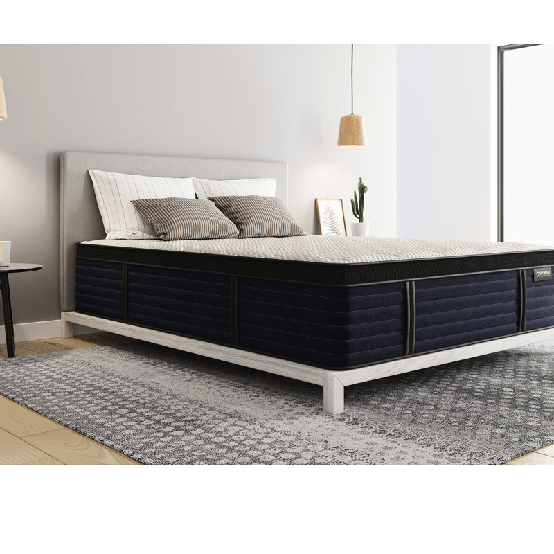 Grand lit plateforme en latex grand froid, 14,5 po, blanc, 80 po x 60 po x 14,5 po, matelas grand lit 118 lb, toucher moyen, pouces, livres