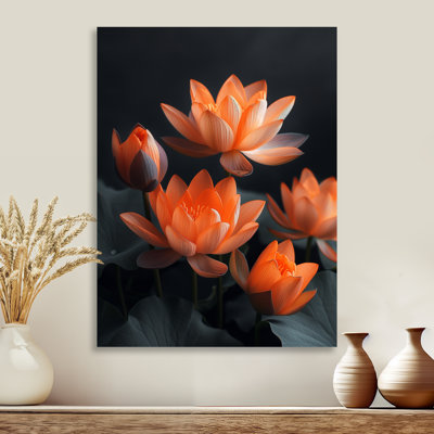 Orange orange, gris, rétro, photo de lotus I - art mural lotus