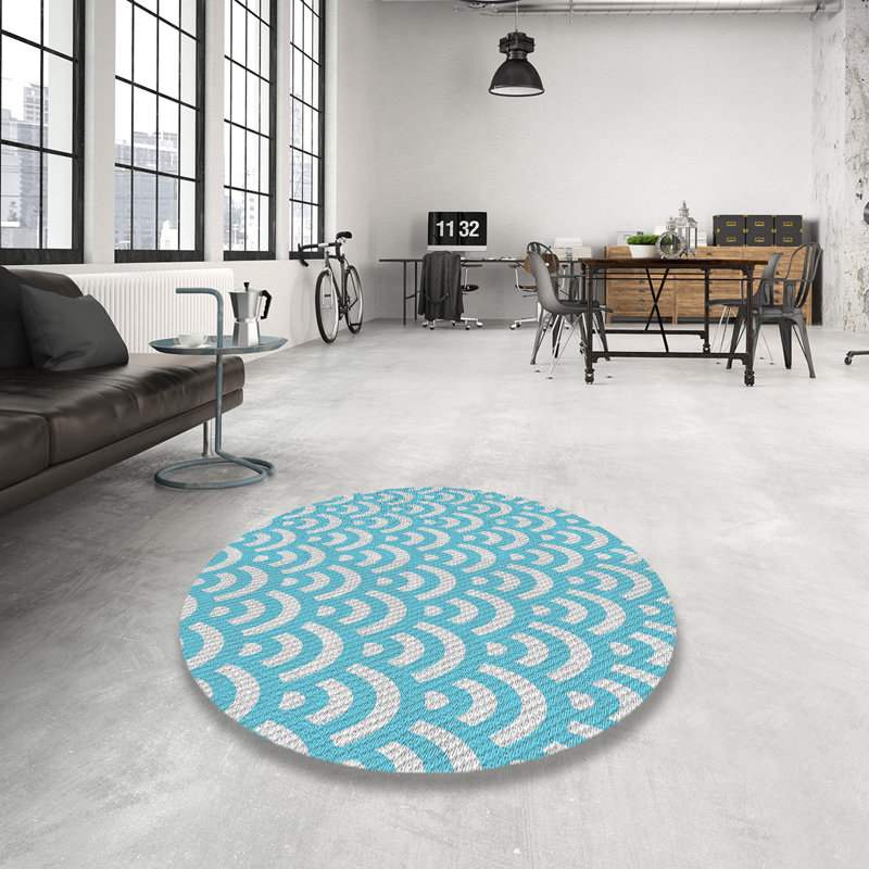 Tapis de surface à motif bleu, Rond 3 pi