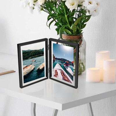 Hinged Floating Metal Frame with Real Glass