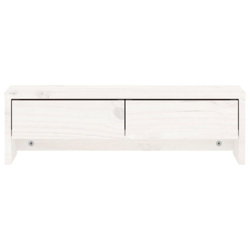 Lacandis Wood Monitor Stand, White, 15cm H x 50cm W x 27cm D