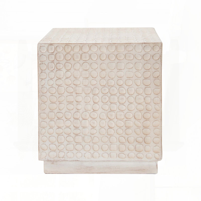 MGO Cube Side Table with Fluted Surfaces