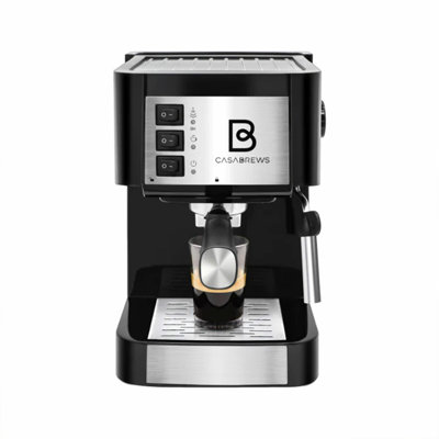 Casabrews Compact Espresso Machine with Milk Frother Wand, Black & Silver