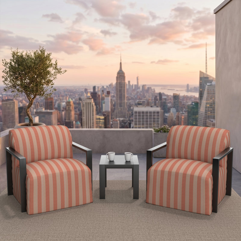 Ensemble de 2 fauteuils lounge modernes en aluminium à structure ouverte, rembourrés et dotés de coussins Sunbrella, Non