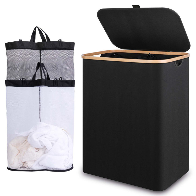 Bhargava Laundry Hamper with Handles, Black