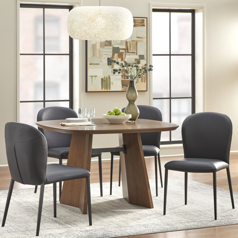 Katherine Leather Dining Chair, Black