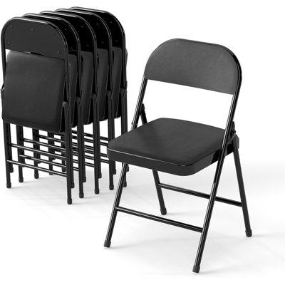 LX-ZDY0055 6-pack, 1.0mm thickened leather folding chairs, 45*46*80cm, black.