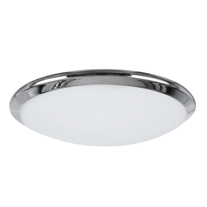 Glass LED Flush Mount, Chrome, 3.5" H x 15" W x 15" D