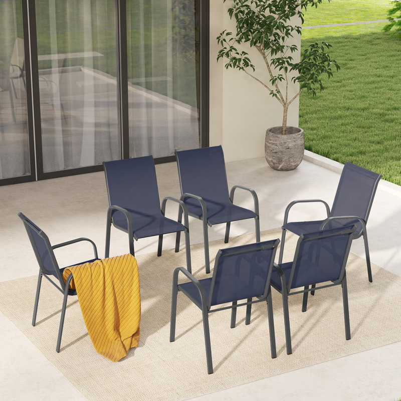 Paquet de 6 chaises de patio Terratex en tissu textilène bleu, Bleu