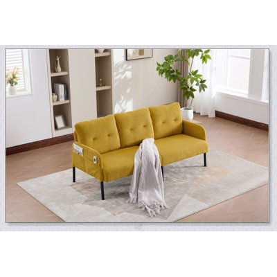 Causeuse surdimensionnée, canapé à deux places moderne et moelleux, canapé rembourré en velours côtelé, canapé de chambre confortable avec pieds en métal et poches latérales, idéal pour le salon, la chambre à coucher, un dortoir, un appartement
