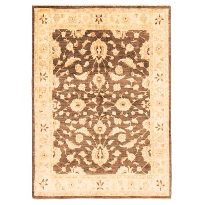 Tapis brun foncé Peshawar Oushak 4 pi 9 po x 6 pi 8 po