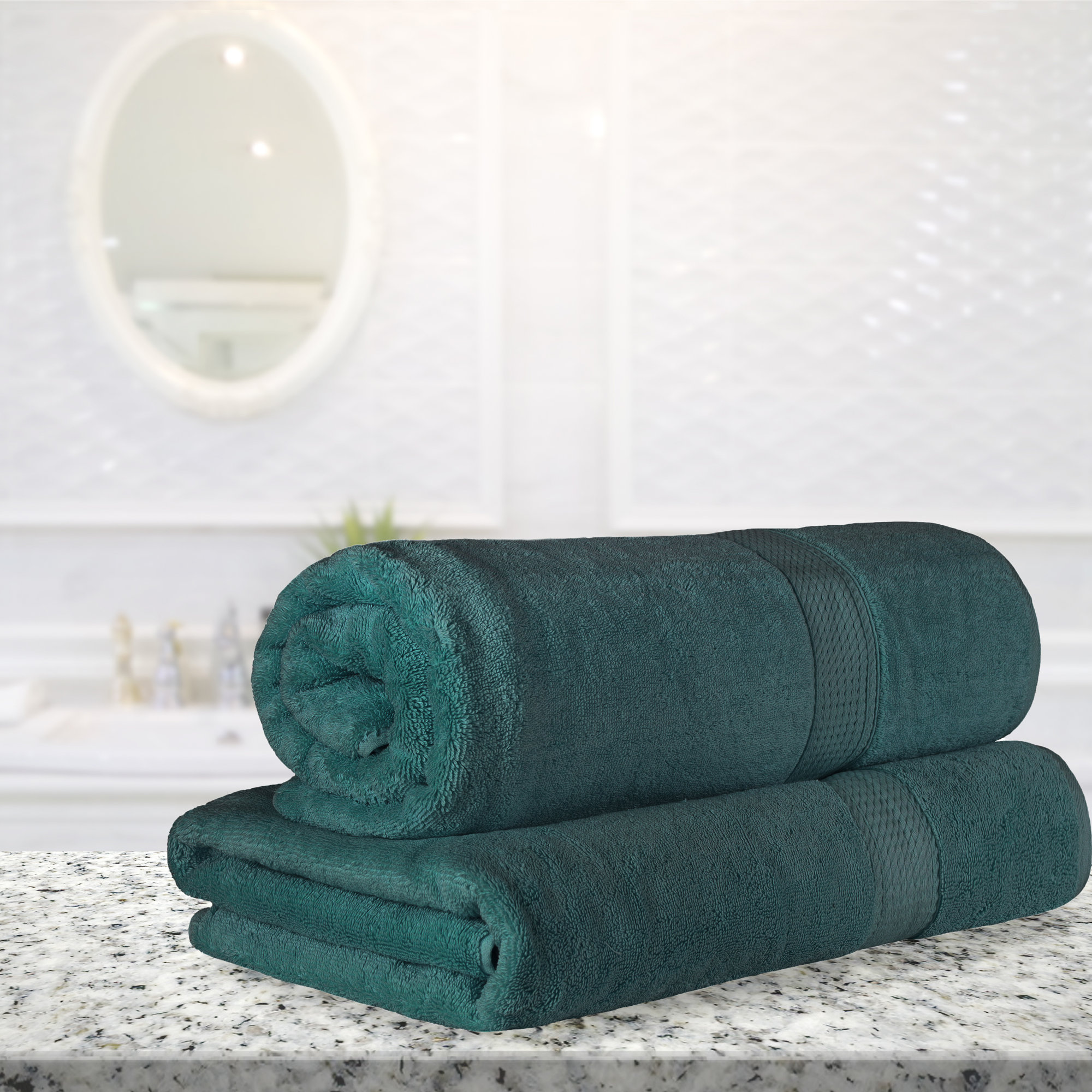 Renata 2 Piece 800 GSM Certified Egyptian Cotton Bath Sheet Set , Teal
