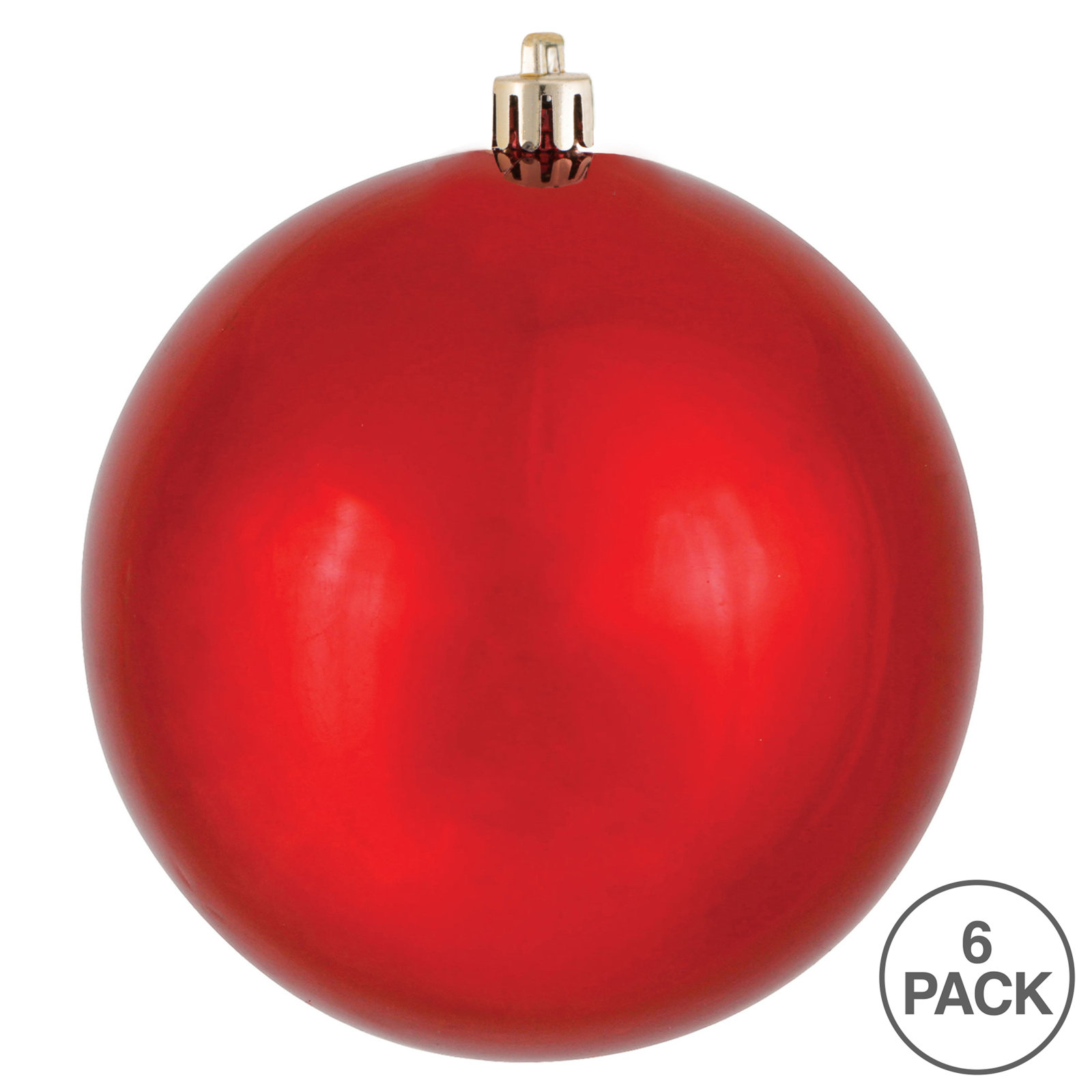 6" Shatterproof Bauble, 4" H x 4" W x 4" D, Red, Set Of 6