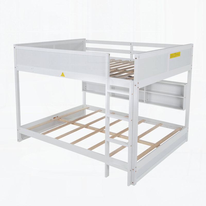 Grand lit sur grand lit avec armoires de rangement intégrées, Blanc
