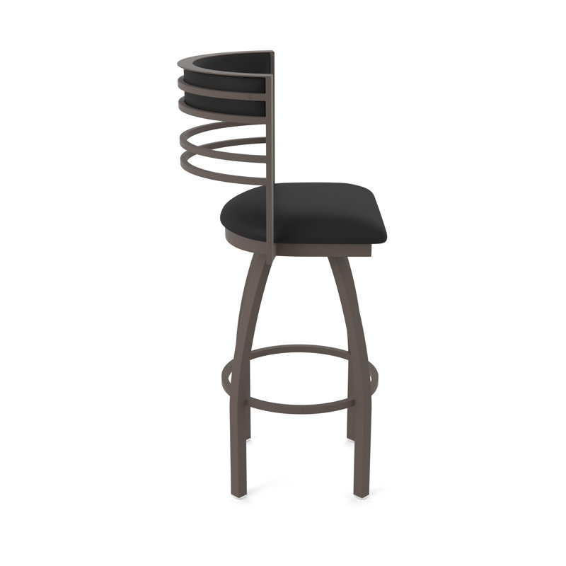 Hunter Swivel Stool, Tabouret de bar (siège d'une hauteur de 30 po), Bronze, Vinyle - Vinyle noir