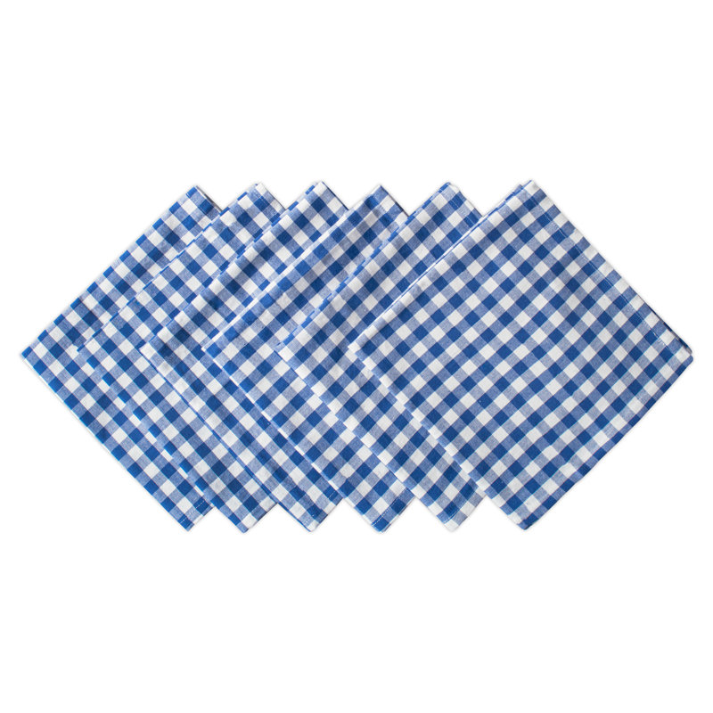 Serviette en coton Devia, Carreau bleu ferme