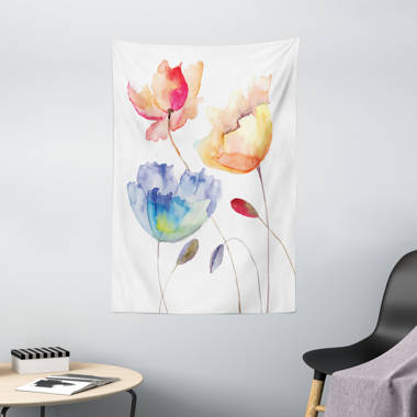 Ambesonne Watercolor Flower Tapestry, Spring Flora Pattern Print Painting Effect Country Style Art, Fabric Wall Hanging Decor for Bedroom Living Room Dorm, 2