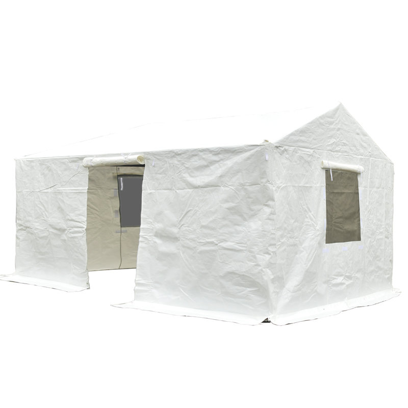Housse pour abri de jardin 12 pi x 20 pi - imperméable pour diverses saisons, blanc, abris de jardin avec parois latérales et fenêtres en filet, polypropylène, coupe-vent, enceinte extérieure facile à installer et simple à assembler