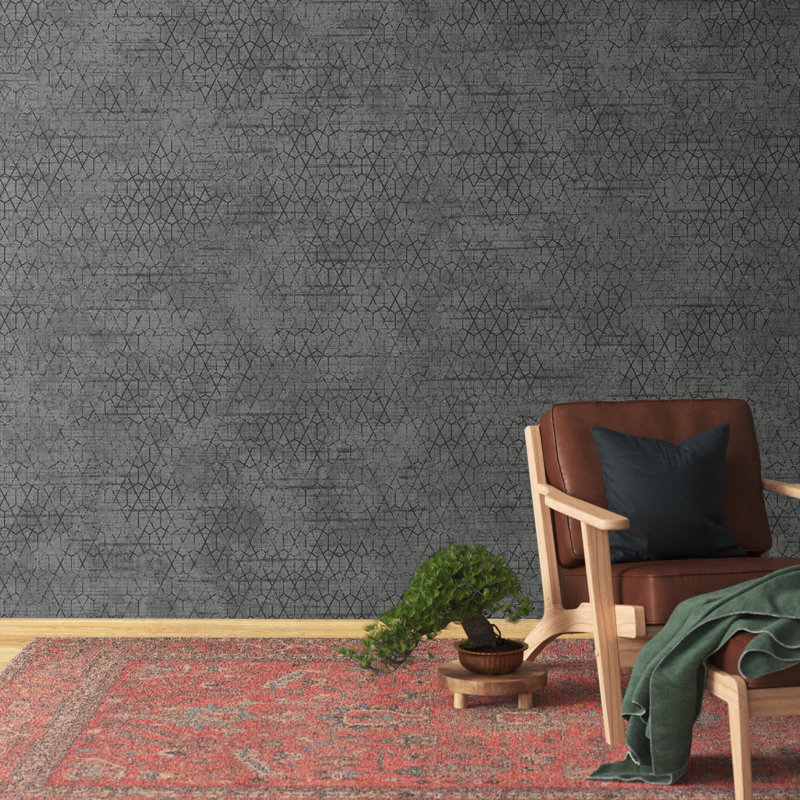 Rouleau de papier peint L 33 pi x l 20,9 po Aubriella Gridline, Gris