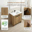 Base de meuble-lavabo en bois 30 po, panneaux en relief 3D, charnières silencieuses à fermeture en douceur, finition mate (lavabo non inclus)