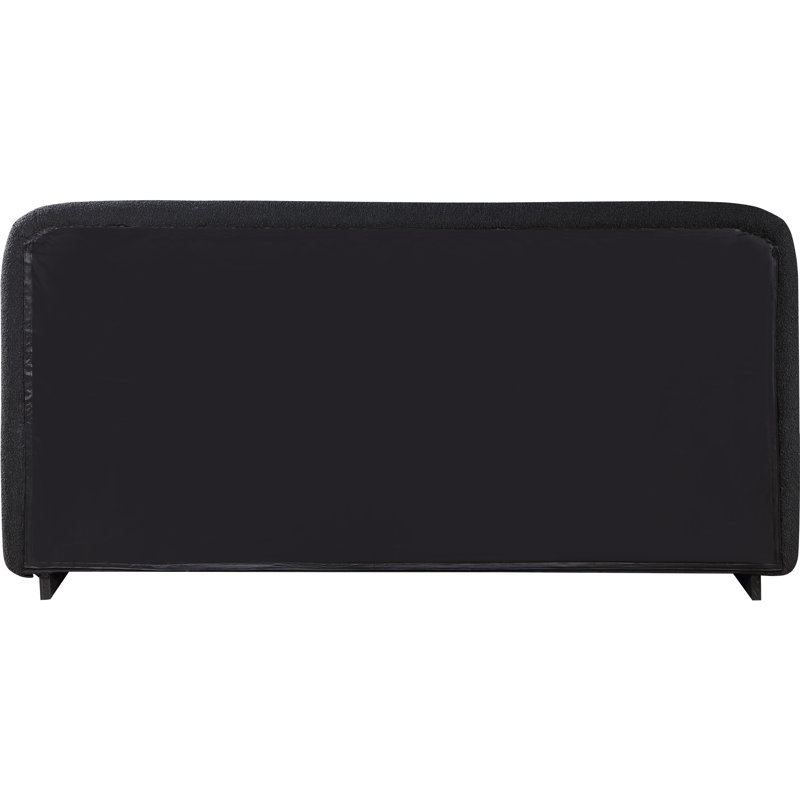 Rigby Upholstered Platform Bed, King, Black Boucle Fabric