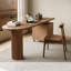 Bureaux en bois massif brun clair demi-cercle-107362579