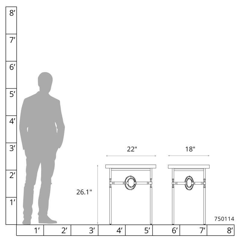 Equus Wood Top Side Table, British Brown Leather, Ink, Ink