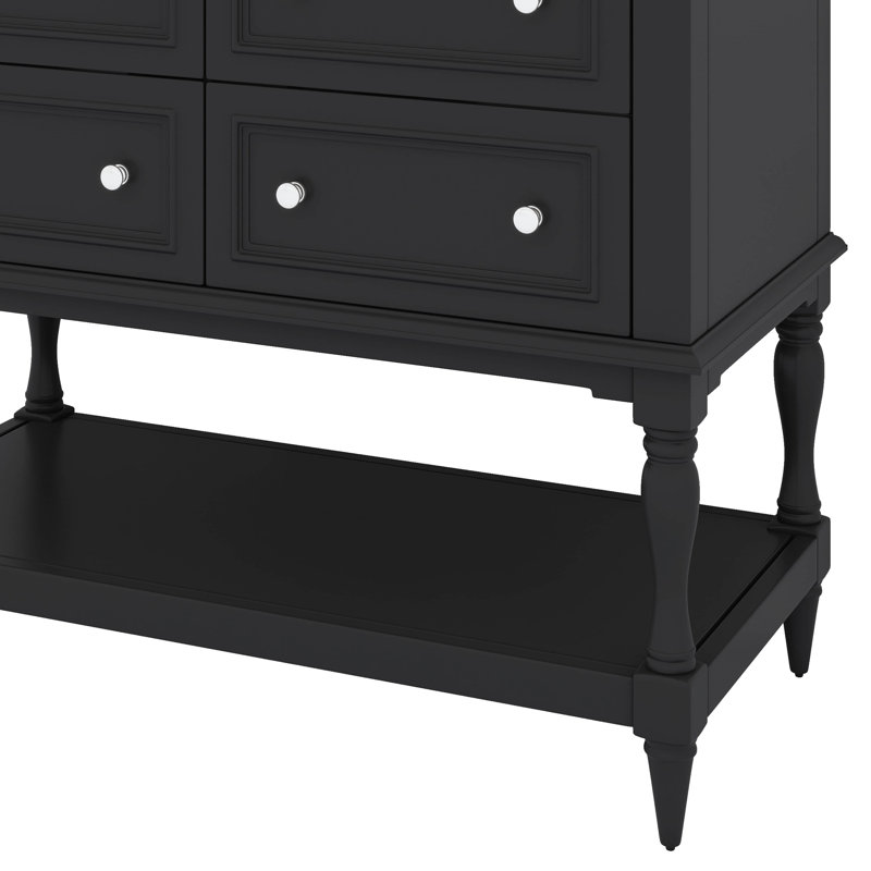 Meuble-lavabo 36 po avec lavabo en céramique lisse et 4 tiroirs, Noir